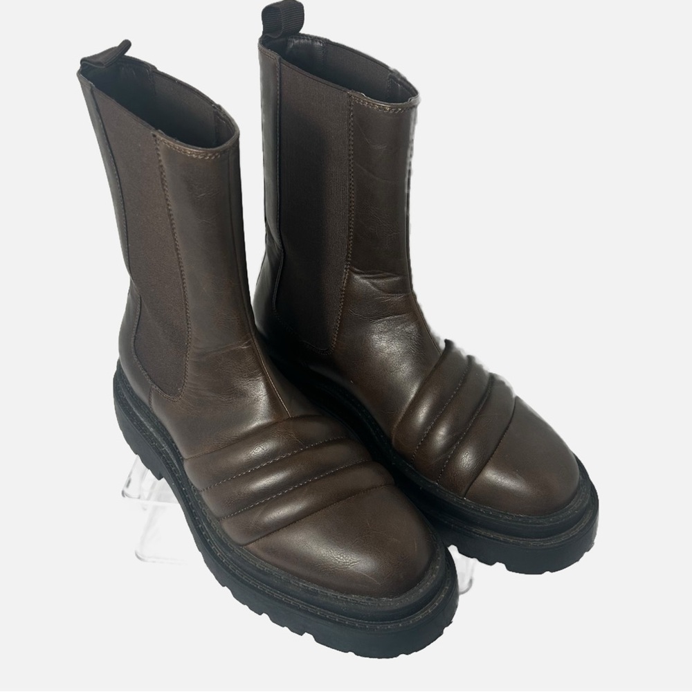 ASOS Design Men’s Stacked Sole Padded Chelsea Boot Faux Leather Cyber Grunge